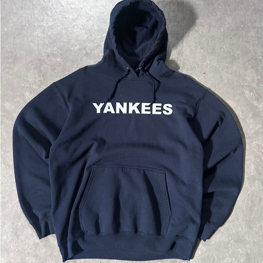 2000's Vintage New York Yankees Block Letters Navy Hoodie -M